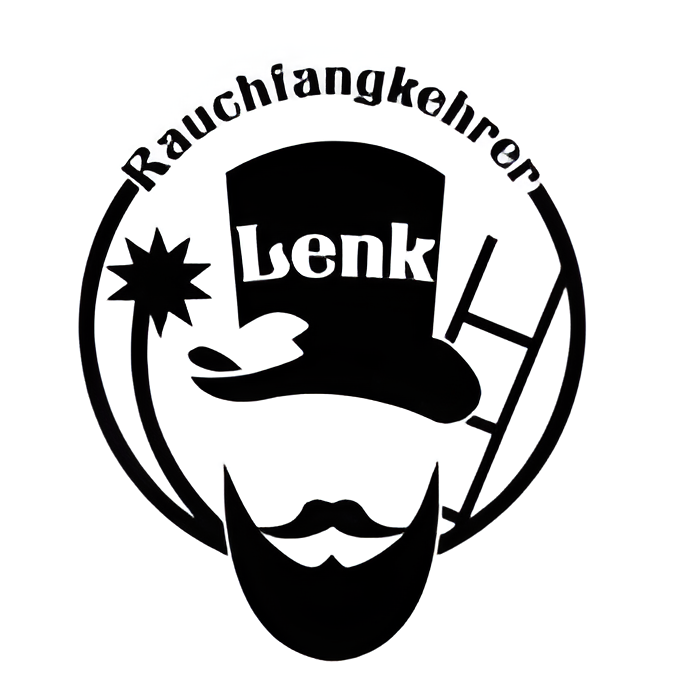 Logo des Rauchfangkehrers. Bart mit Hut und Leiter