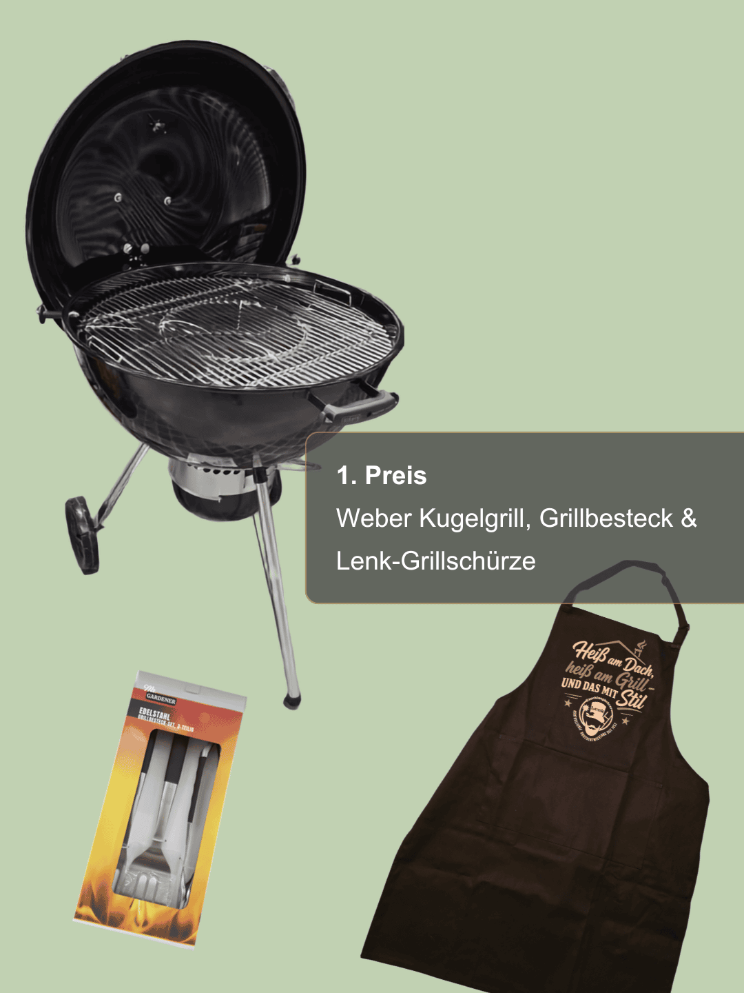 Griller, Grillbesteck und Lenk-Schürze